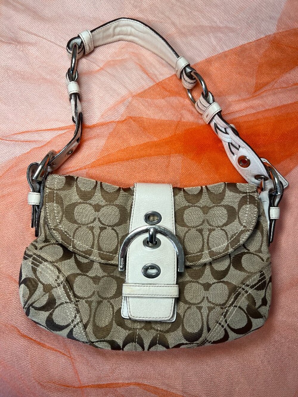 Vintage Y2K Coach Soho Signature Canvas Belted Flap Shoulder Bag